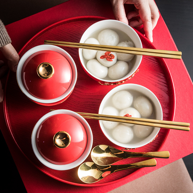 厂家厂家龙凤敬茶杯同心碗婚庆套碗结婚碗筷套装喜碗喜杯伴手礼源