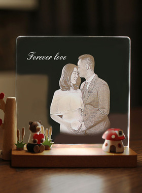 极速定制照片木制夜灯摆件新婚纪念生日礼物情人节纪念送新人闺蜜