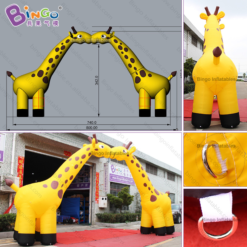 充气长颈鹿拱门气模学习幼儿园电影院商场卡通动物彩虹门美陈装饰