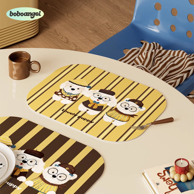 曲奇汪汪队餐垫高级感轻奢防水防油西餐垫餐桌装饰隔热垫餐盘垫子
