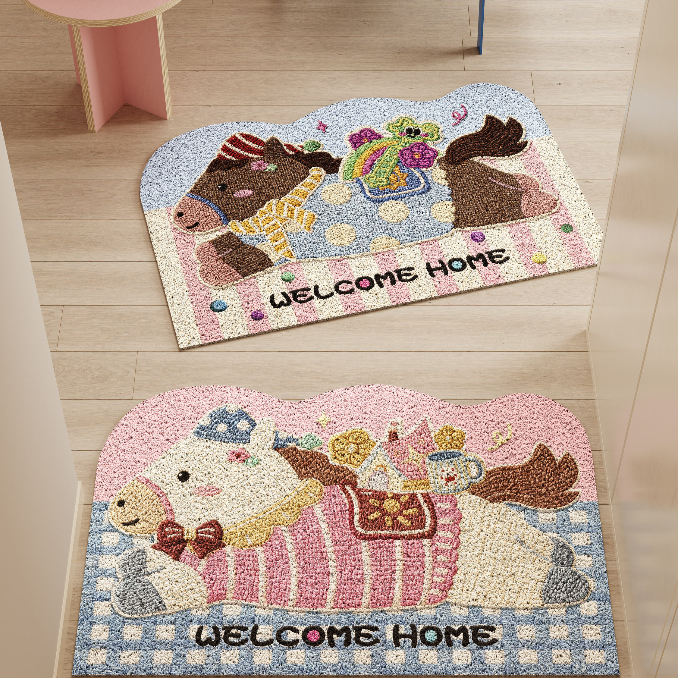 小马乐琪马年新年丝圈地垫家用氛围感进门口大门玄关内外除尘防滑,居家布艺,入户地垫,淘宝优惠券,粉丝福利购,淘宝优惠卷