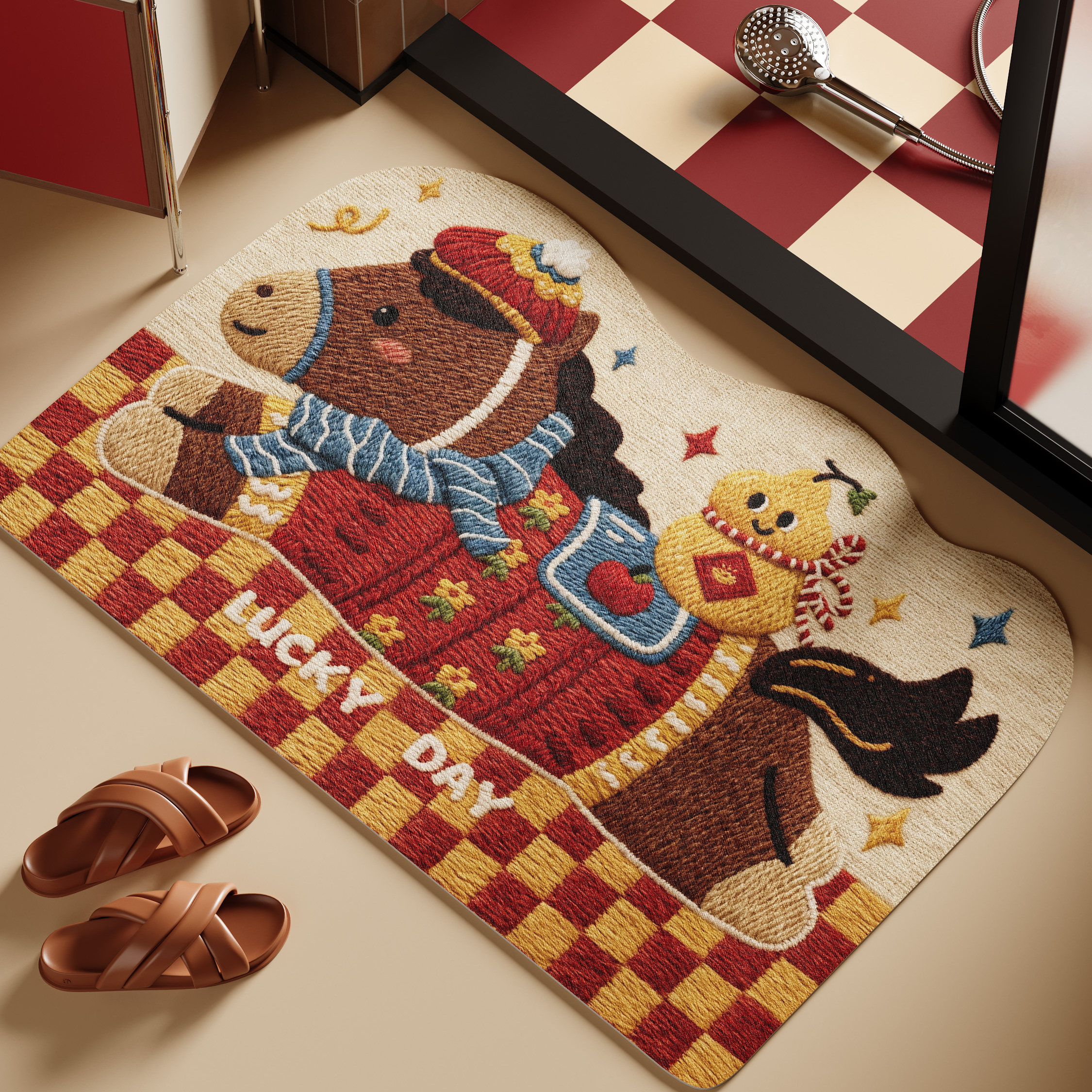 马年新年氛围感卡通可爱浴室吸水地垫速干脚垫卫生间防摔防滑垫子,居家布艺,家用脚垫,淘宝优惠券,粉丝福利购,淘宝优惠卷