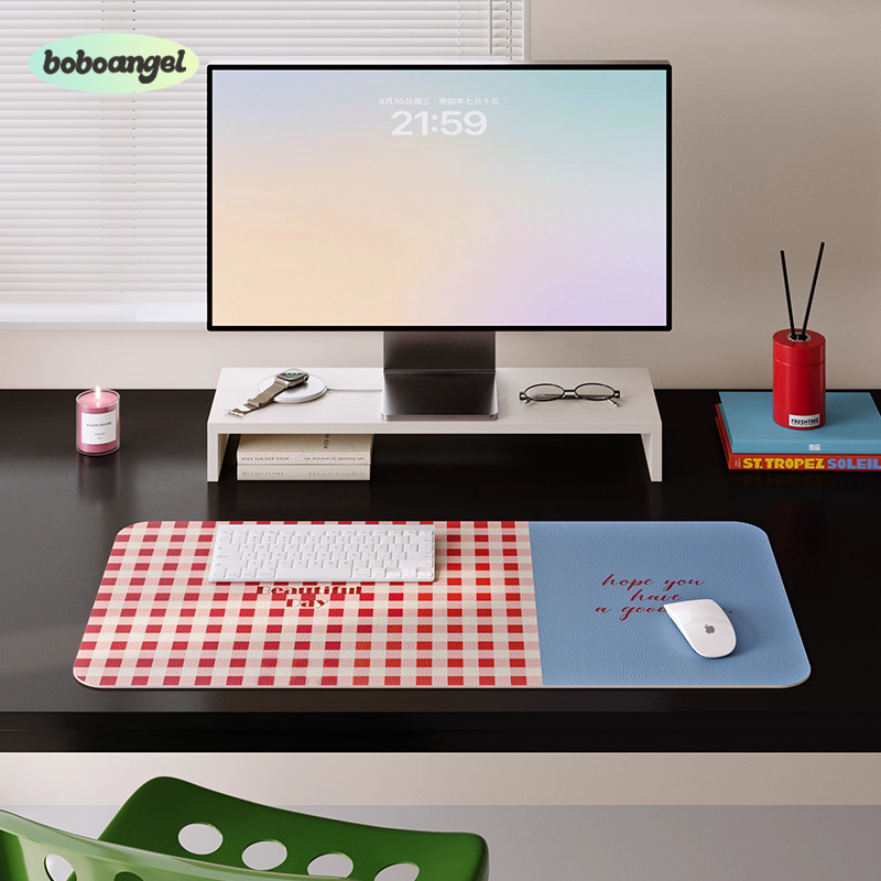 糖豆格子女生可爱超大鼠标垫