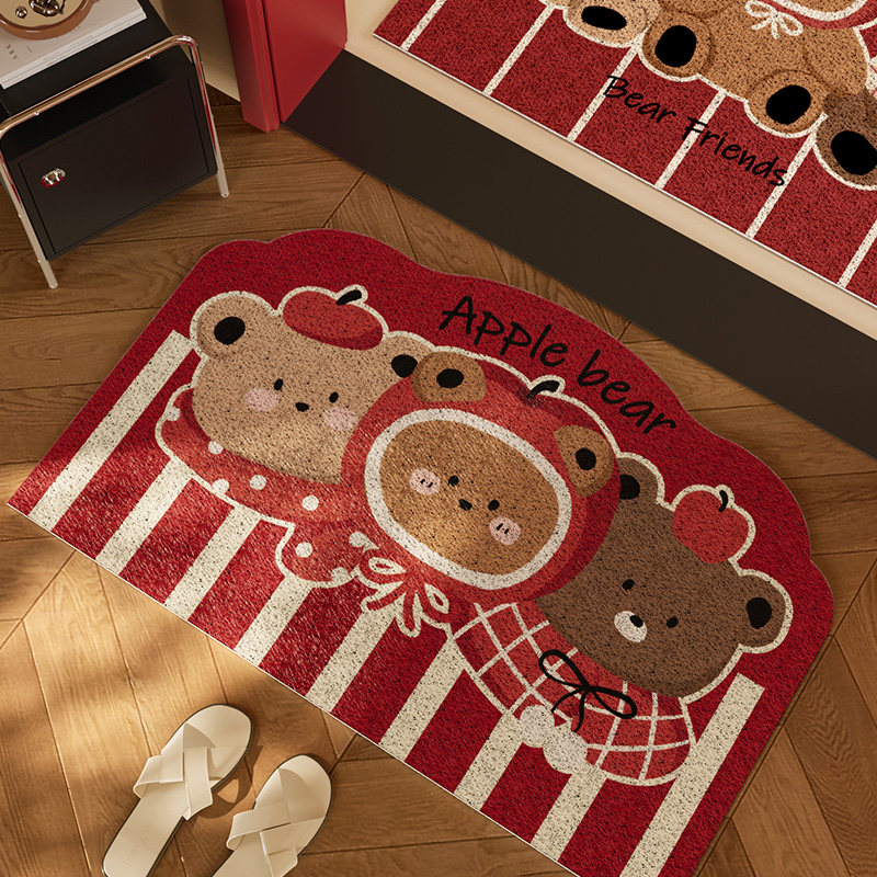 贝琦小熊丝圈入户地垫新年喜庆进门口氛围感玄关内外防滑除尘脚垫,居家布艺,家用脚垫,淘宝优惠券,粉丝福利购,淘宝优惠卷