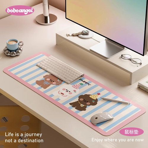 Hi皮小狗超大滑鼠垫女生电脑工位桌垫游戏键盘垫防水防油家用桌布