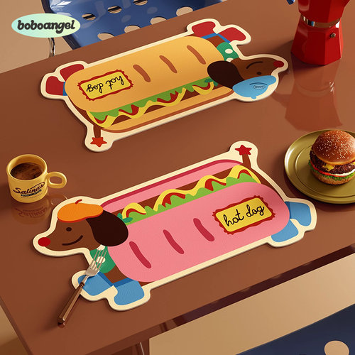 热狗派对高级感美式皮革餐垫