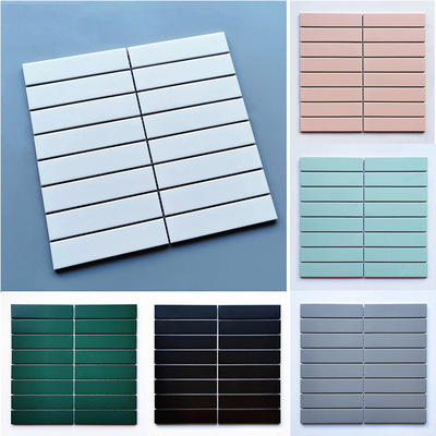 复古长条窑变马赛克瓷砖 卫生间浴室墙砖 餐厅背景吧台墙装饰主材