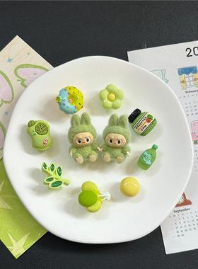 Crocs配件Bubble Mart Labubu系列绿色Labubu可爱鞋花改编Crocs鞋