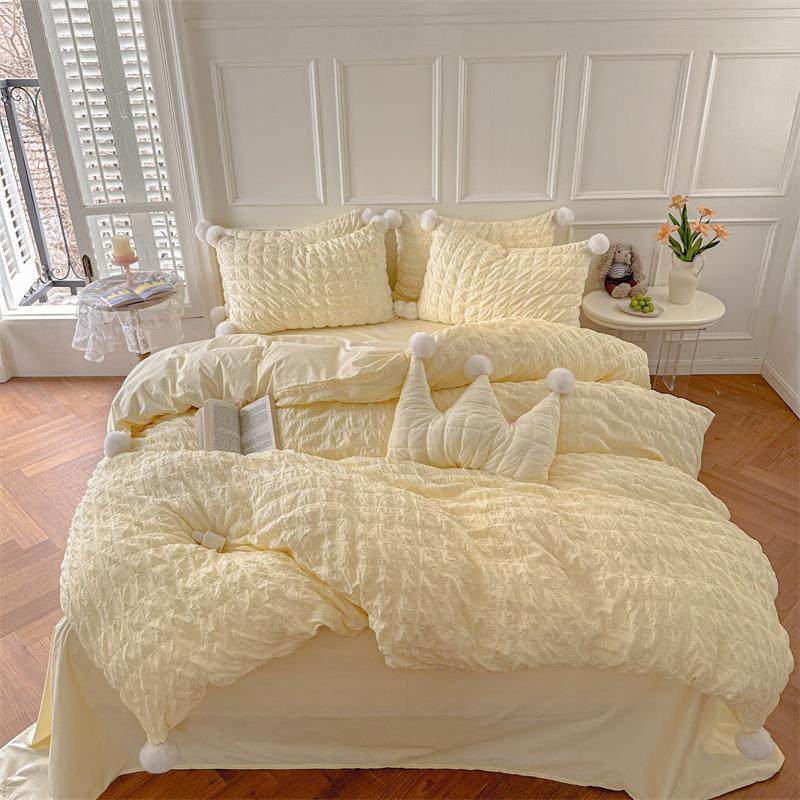 2025新款日系奶油蓝泡泡纱水洗棉床上四件套少女心床单被套宿舍被,3C数码配件,其它配件,淘宝优惠券,粉丝福利购,淘宝优惠卷