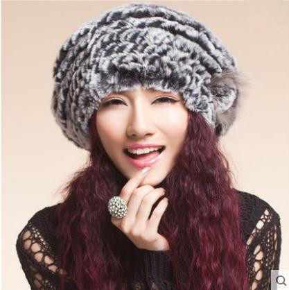 新款兔毛贝雷帽女冬季皮草贝雷帽獭兔毛帽子女士韩版保暖冬帽特价