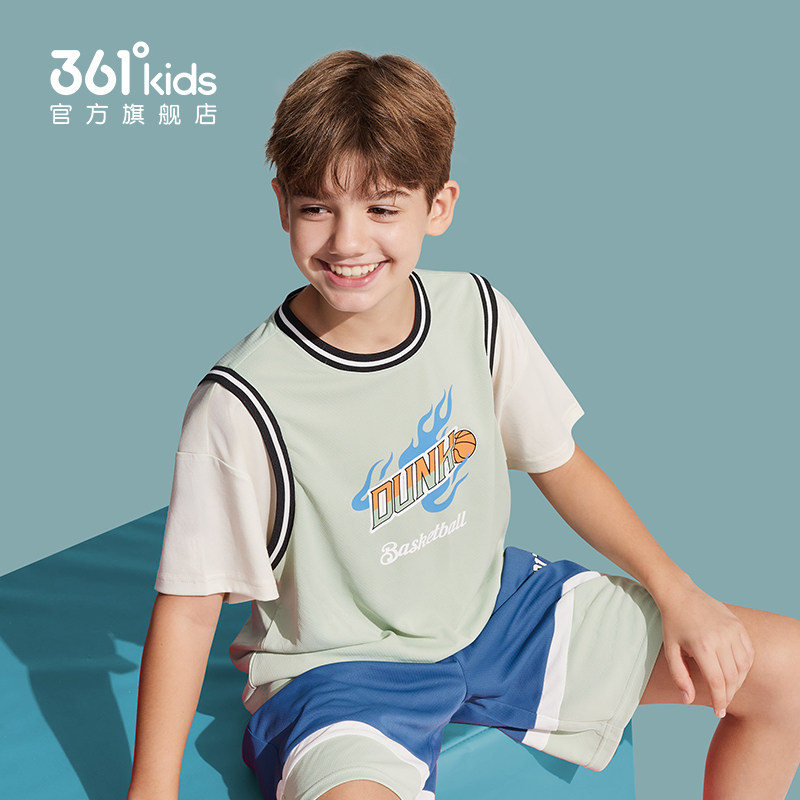 【商场同款】361童装男童短袖针织衫2025年冬季新款通码运动上衣