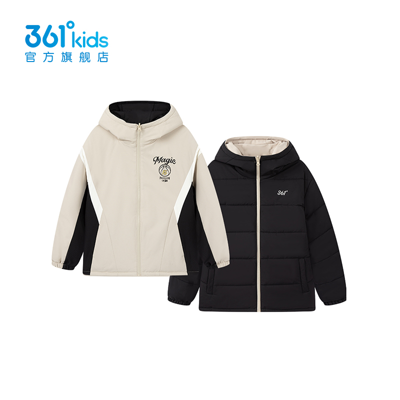 361童装男童两面穿棉服保暖外套