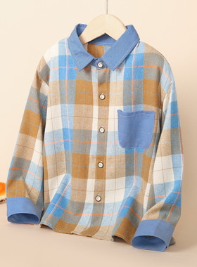 时尚格纹翻领衬衫