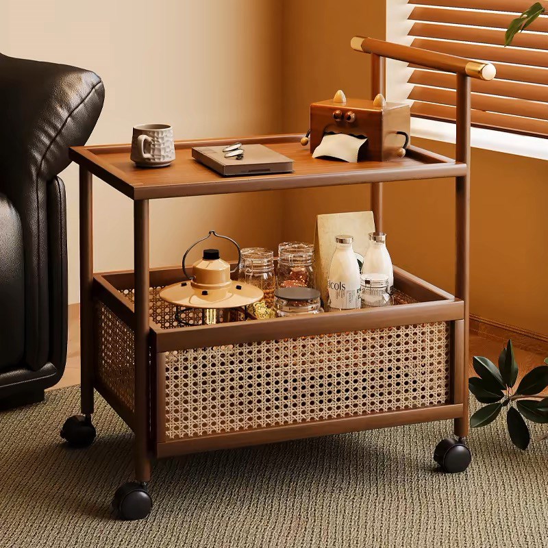 中古小推车沙发边几可移动茶几零食收纳置物架客厅边柜家用床头柜