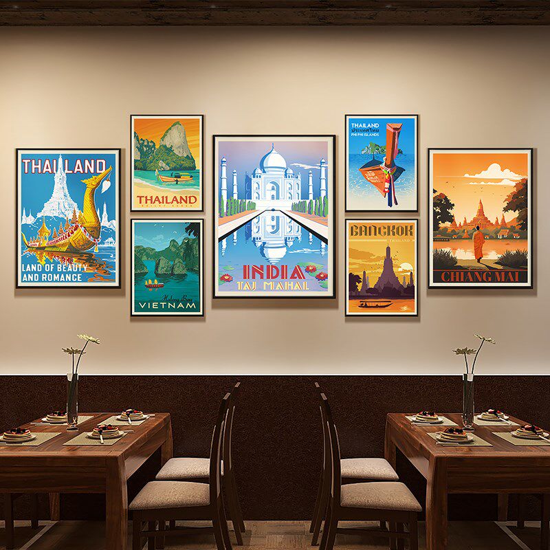 速发东南亚风式装饰画泰格风餐挂画客厅卧室咖啡厅泰国菜情厅风景