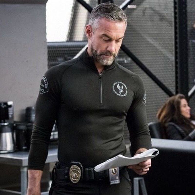 速发LA半D主题 长袖速干T恤体能健身服高弹力P跑链拉步衫