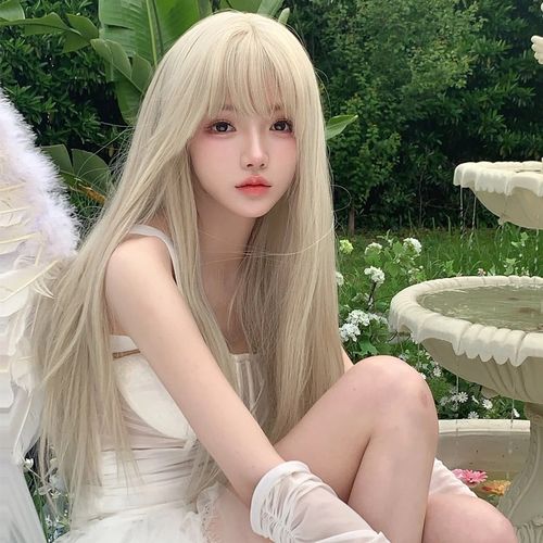 速发?纤韵J人主播长风白金色假发团发佳K长直发自然全头套式