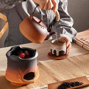 户外围炉煮茶壶灌灌壶木炭炉泥炉陶瓷酒精炉煮水 家用煮茶炉d套装