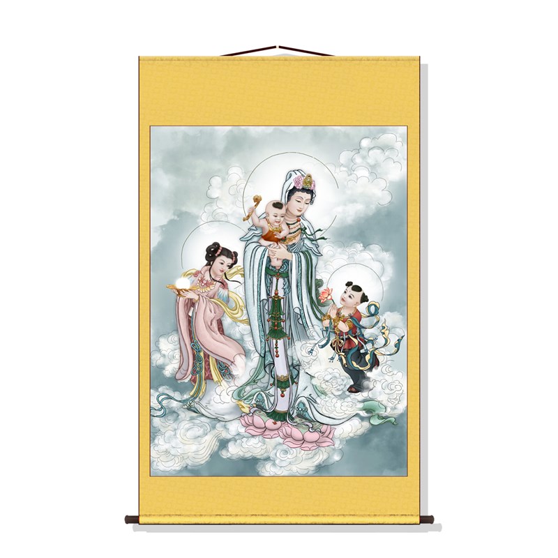 送子观音结缘画像子孙娘娘u子孙圣母广嗣元君像挂画客厅家用装饰