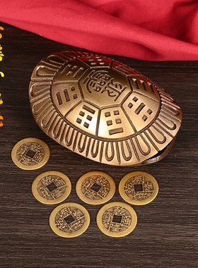 六摇卦铜乌龟壳创意铜钱用t具龟甲六十四卦工具中式工艺品家居摆