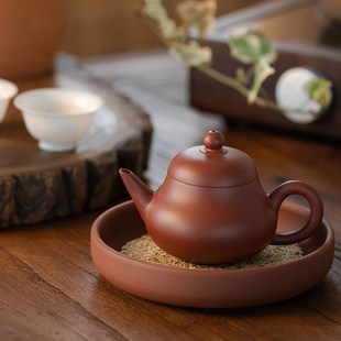 潮州朱泥壶承易养壶垫圆形紫砂壶茶壶底座L壶托干泡盘功夫茶具配