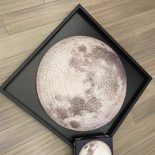 月球拼图框1000eeboo立体实木地球女权500片P月亮圆形异形拼图相