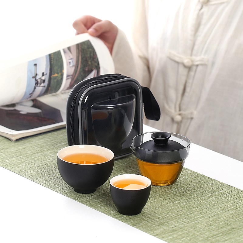 粗陶功夫旅行茶具套装便携式户外旅游泡茶露营装备小套Z快客杯茶