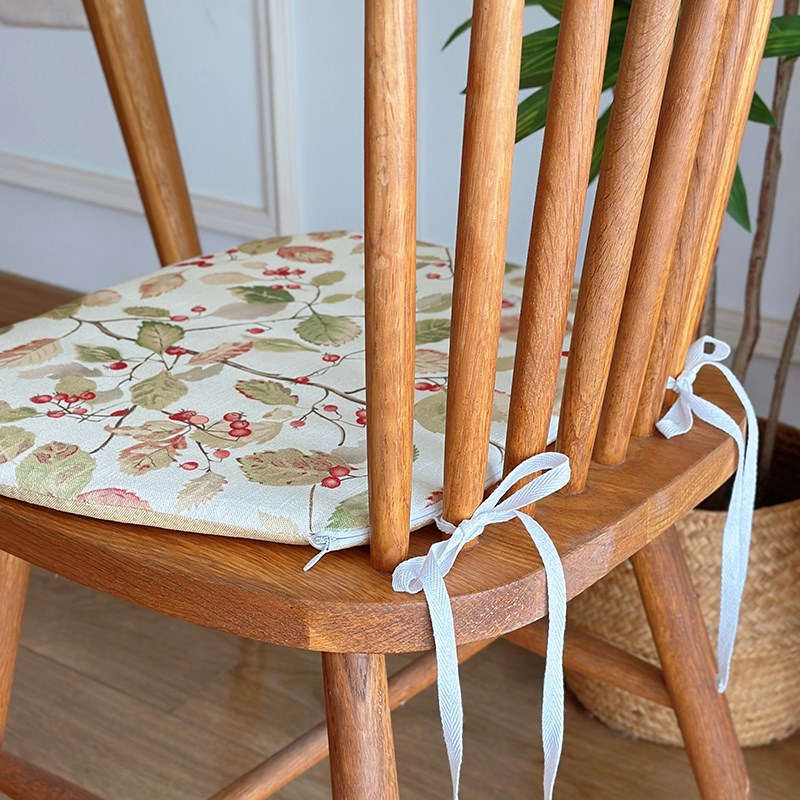 马蹄形温莎椅坐垫k美式植物印花椅子座垫防滑透气垫实木板凳餐椅