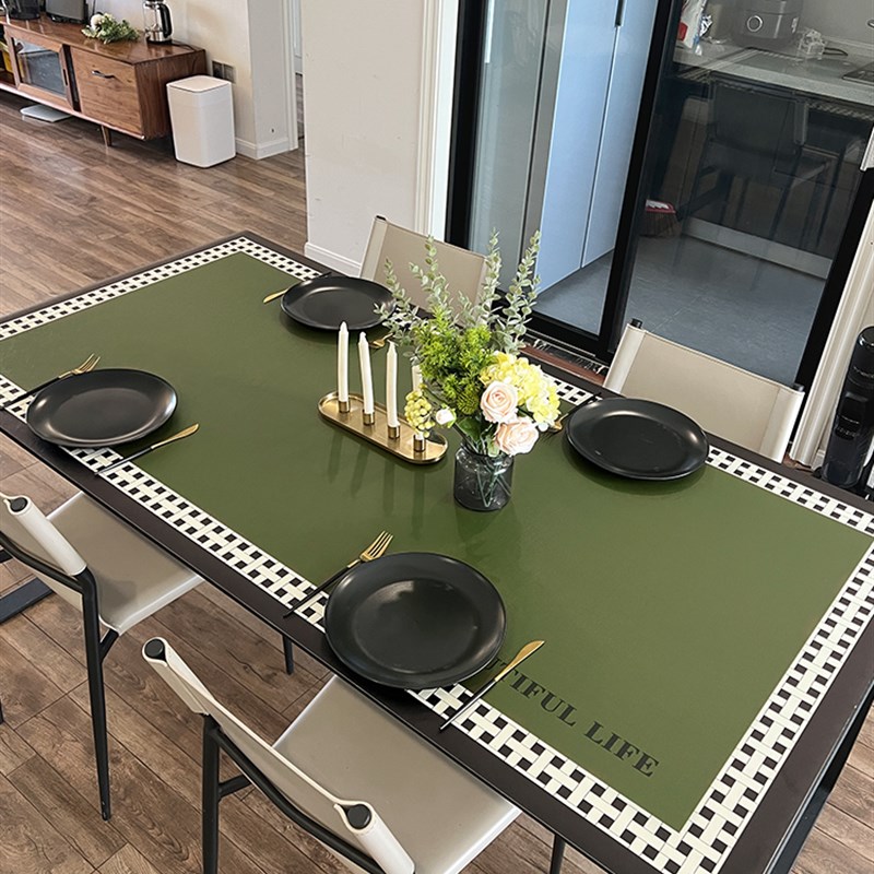 【皮革桌垫】免洗防油防水防烫长方形轻J奢氛围感餐桌客厅茶几台