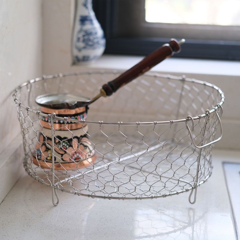 雨花石杂货手工编织不锈钢沥水篮自制碗碟杂物收纳篮X水果篮漏水,餐饮具,洗菜盆/沥水篮/漏水筛,淘宝优惠券,粉丝福利购,淘宝优惠卷