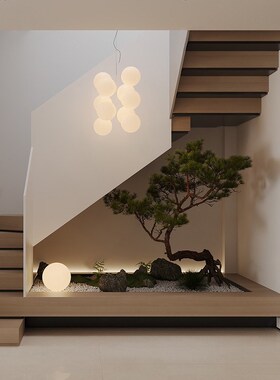 仿真绿植楼梯转角橄榄树造景室内商D场家居别墅茶舍假植物软装景