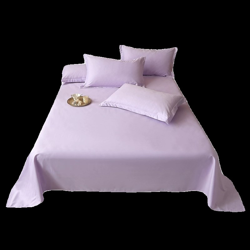 60支新疆长绒棉100%纯棉床单单件纯H色单人全棉被单枕套三件套双