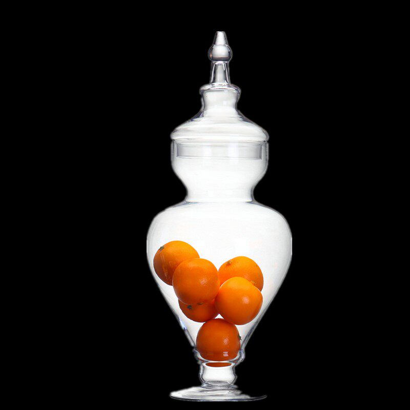 欧式玻璃糖果罐透明储物罐样板房软装玻璃瓶婚R庆甜品台摆件糖缸