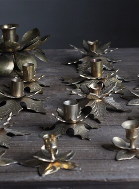 多头烛台 西洋旧物古董美t食静物摄影道具黄铜摆件【二店道具铺】