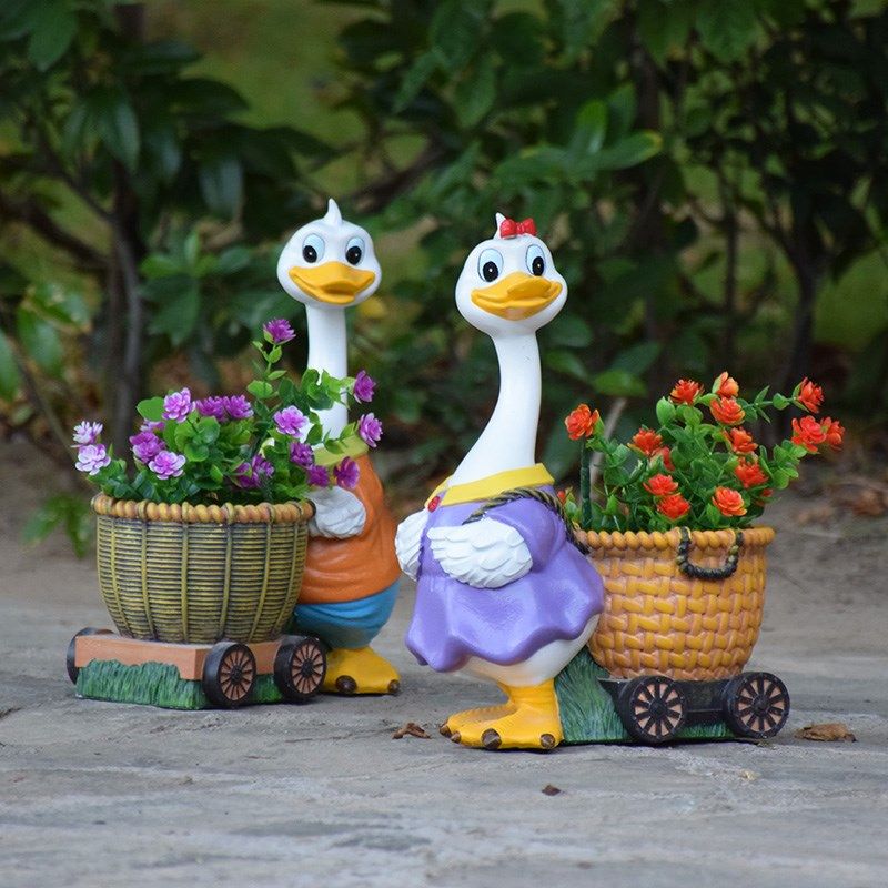 别墅庭院花园装饰户外仿真动物摆件卡通鸭K子花盆园林景观雕塑小,家居饰品,装饰摆件,淘宝优惠券,粉丝福利购,淘宝优惠卷
