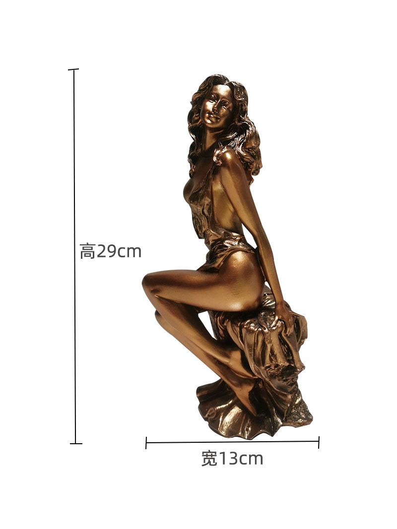 古铜色人物装饰艺术品树脂摆件电视柜酒柜摆设中式摆Y设雕塑工艺