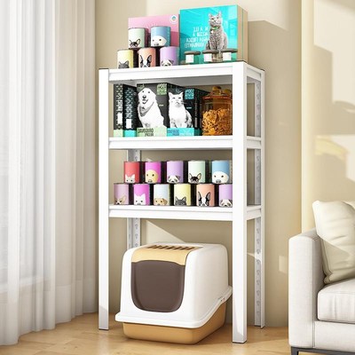 猫砂盆置物架h猫厕所架子落地上方铁艺落地多层钢制高脚储物柜子