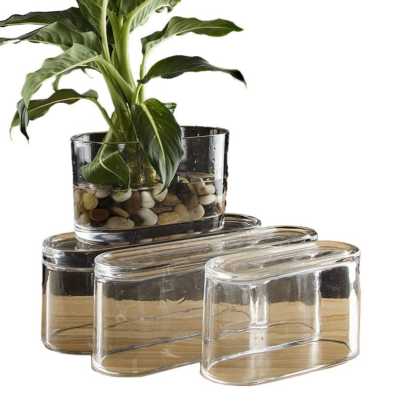 几何玻璃花瓶g观音竹插花扁形透明长方形鱼缸圆角扁缸酒店餐厅装,家居饰品,花瓶,淘宝优惠券,粉丝福利购,淘宝优惠卷