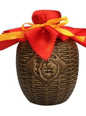 仿古竹编空酒瓶1斤装白酒陶瓷瓶子土陶酒罐家用酒壶X酒具成套包装