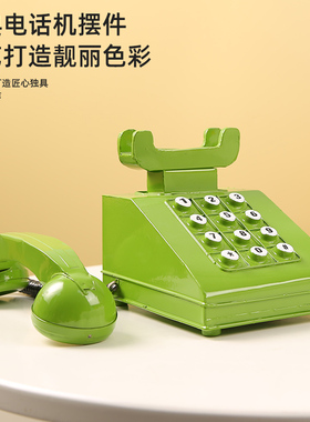 复古电话机怀旧道具模型老式铁艺听筒座机道具装饰品X商品橱窗摆