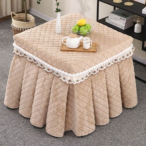 泰迪绒烤火桌子罩套正方形加绒加厚E麻将机烤火围罩四方桌罩炉子