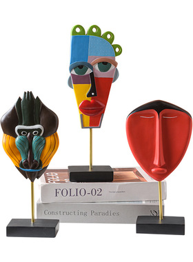 创意欧式风树脂工艺n品创意客厅酒柜装饰摆设抽象人脸艺术摆件装