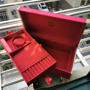 婚庆结婚定亲订婚五金首饰盒双手镯盒M凤钗盒金店三金包装盒