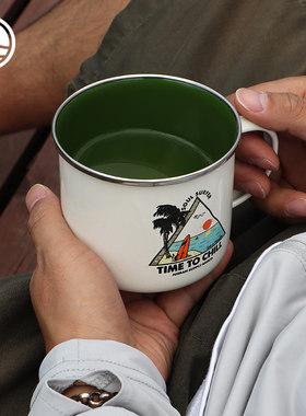 ins风露营美式复古搪瓷杯户外办公室G咖啡马克杯创意水杯小众礼物