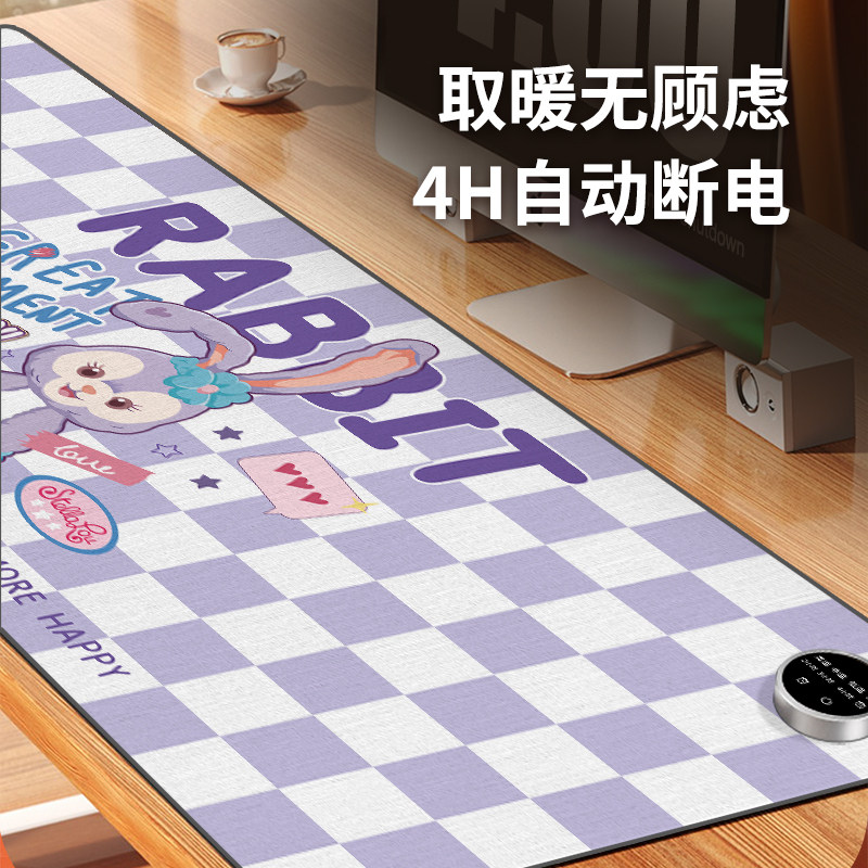 麻布加热c鼠标垫办公室电脑桌面超大号暖手发热垫学生加热保暖桌