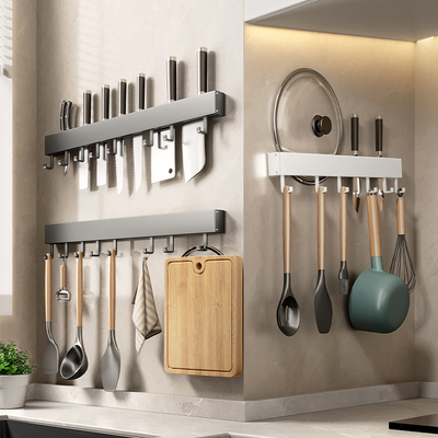 厨房刀架置物架壁挂式刀具收纳架免打孔挂杆锅铲勺子Y挂架插刀架
