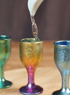纯钛白酒杯酒盅一体成p型小号高脚随身便携黄酒杯户外旅行烈酒杯