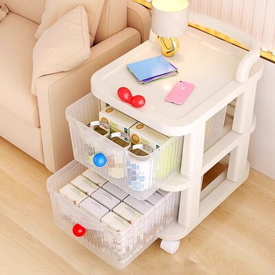 风少女粉收纳储物柜抽屉式家用小推车斗K柜可爱零食柜专用卫生间