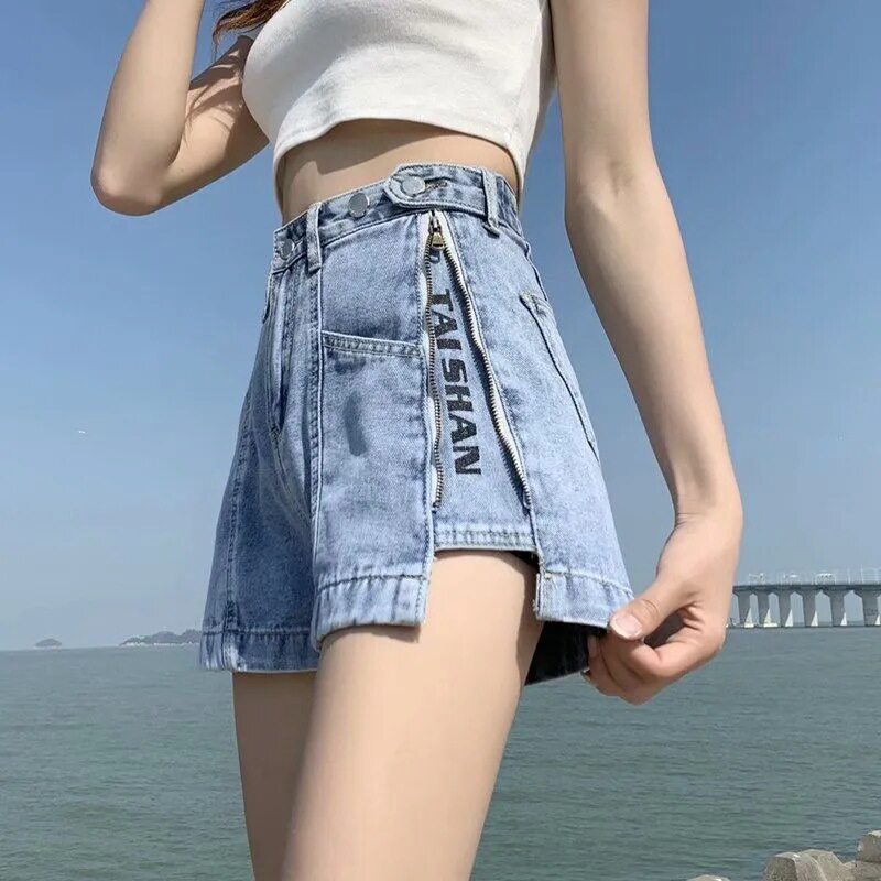牛仔短裤女宽松2026新款夏季薄款百搭a字高腰显瘦韩版阔腿热裤ins