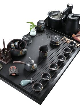大号整块乌金石茶盘功夫茶具套装奢华全自动O煮茶全套办公家用客